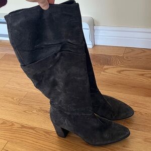 Paul Green Brown Olive Suede Women's High Boots